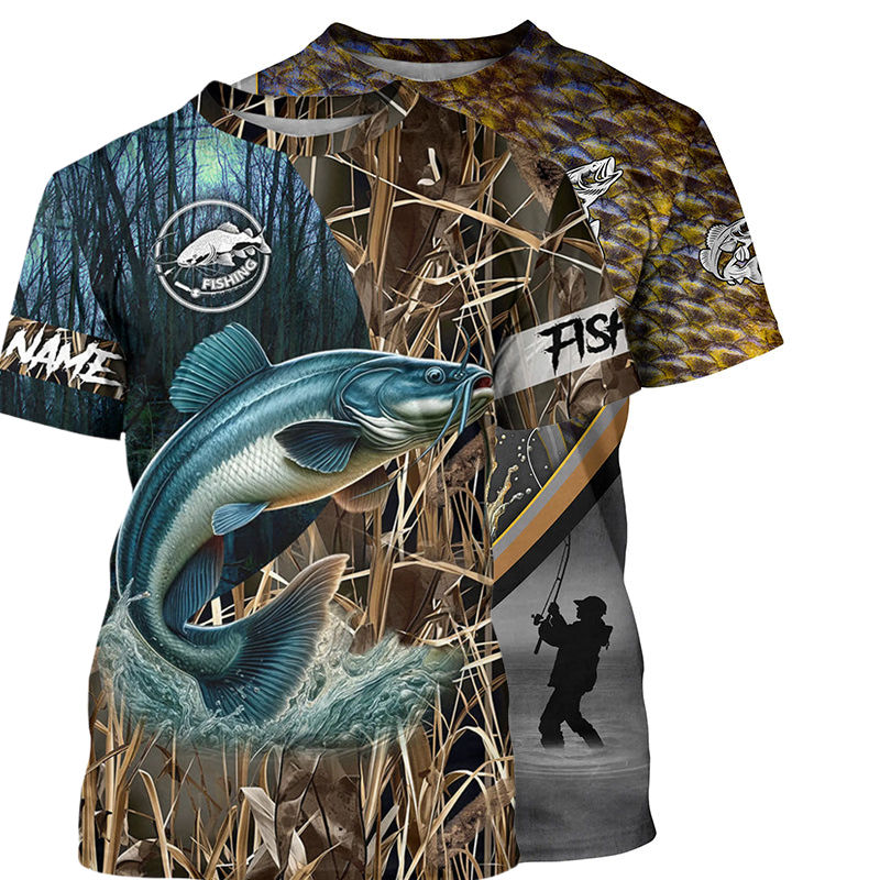 Outdoor Hunting Names - 新しい釣りカモフラージュ柄ハンティング3DプリントTシャツ メンズ レディース ファッション アウトドア オーバーサイズ