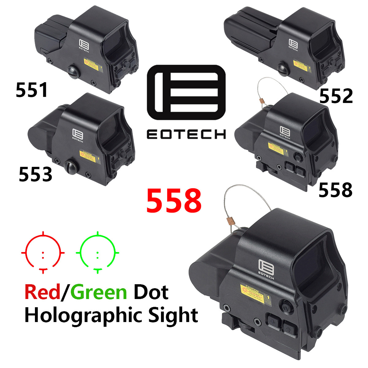 Outdoor Hunting Range - Eotech 551 552 553 558 ホログラフィックサイトレッドグリーンドットサイト狩猟リフレックスライフルスコープエアガンスコープコリメータ