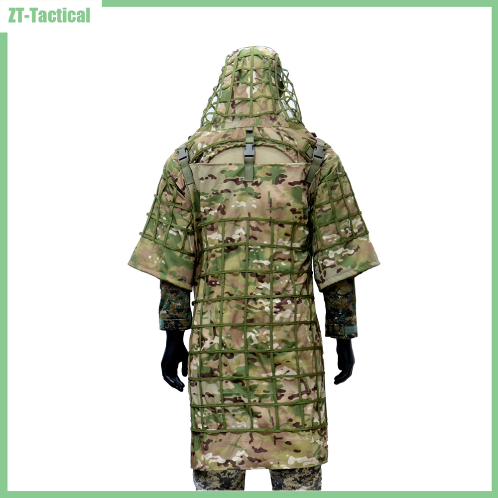 Ghillie Suit Woodland - エアソフトピンボール、ポンチョ、カモフラージュハンティングベース、ギリーケープ、スナイパーフード用のギリースーツファンデーション