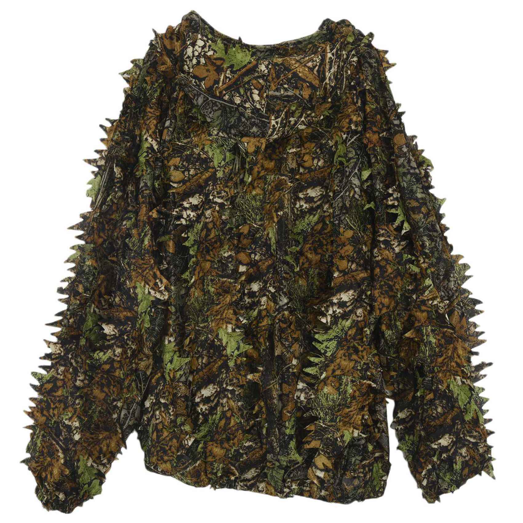 Ghillie Suit Woodland - AEF6-3X 3Dリーフ大人用ギリースーツ ウッドランドカモ/迷彩柄 狩猟用 鹿狩り用