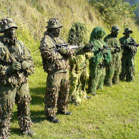 メンズとレディースのスナイパーカモフラージュ服,3dメープル - Ghillie Suit Woodland のレビューと価格