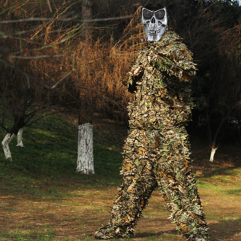 メンズとレディースのスナイパーカモフラージュ服,3dメープル - Ghillie Suit Woodland のレビューと価格