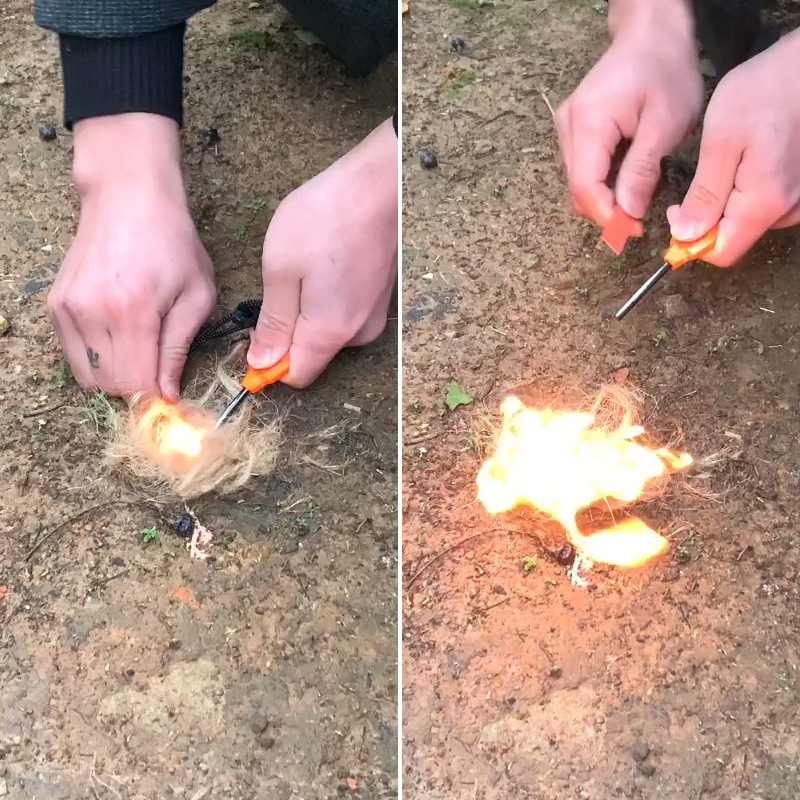 木製ハンドル付きアウトドアサバイバルフリントファイヤースター - Fire Starter Waterproof のレビューと価格
