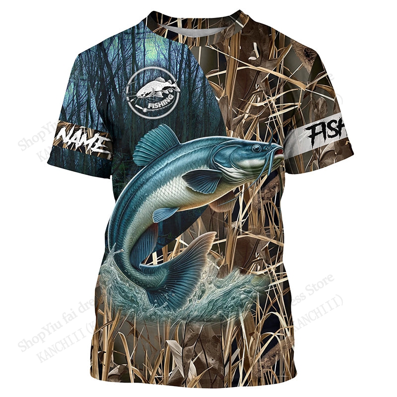 新しい釣りカモフラージュ柄ハンティング3DプリントTシャツ  - Outdoor Hunting Names のレビューと価格