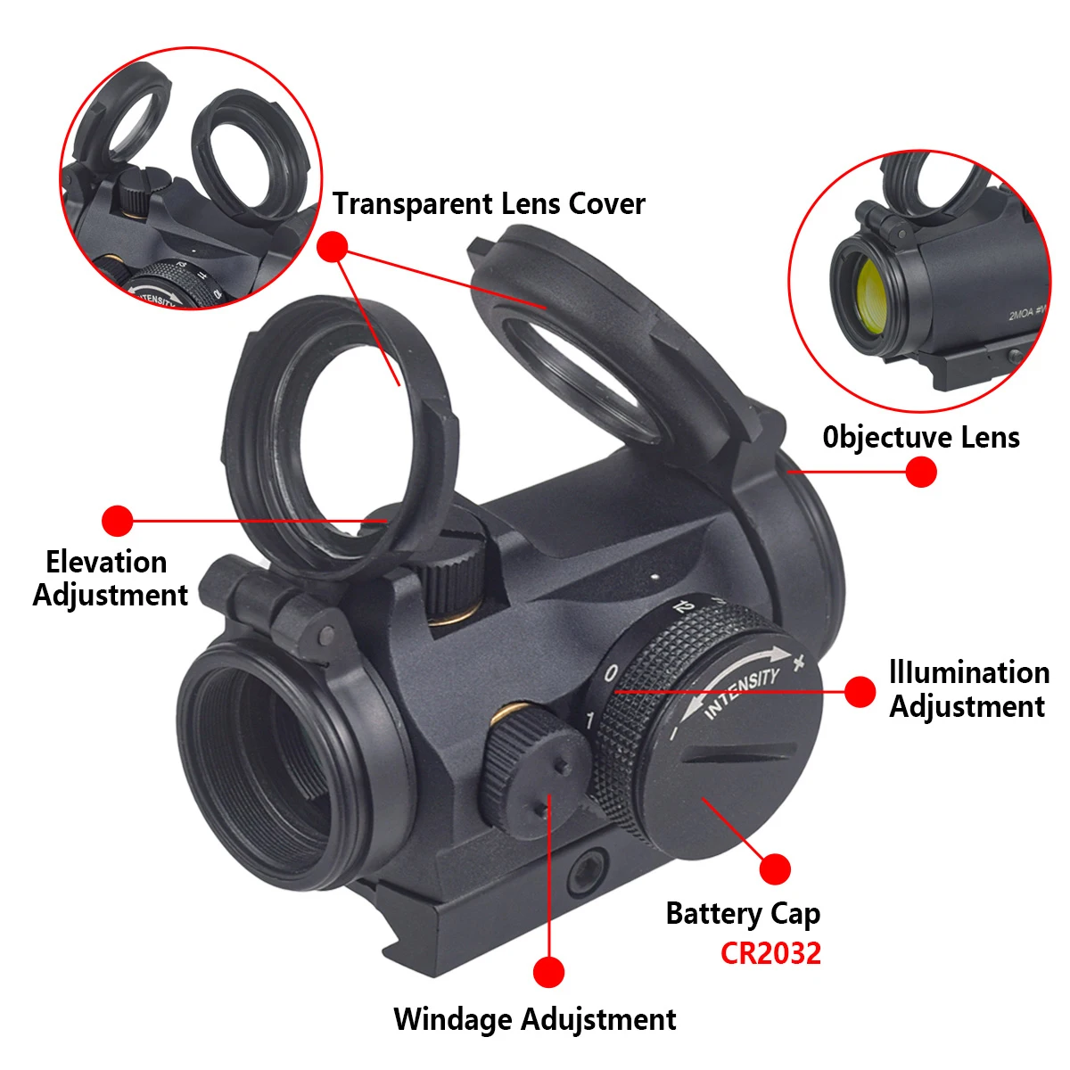タクティカルT01/02 2MOAレッドドットサイト、UNI - Outdoor Hunting Range のレビューと価格