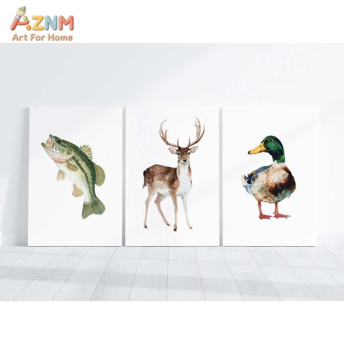 AZNM 水彩画狩猟と釣りアートポスターキャンバスプリントマ - Hunting Outdoor Decor のレビューと価格