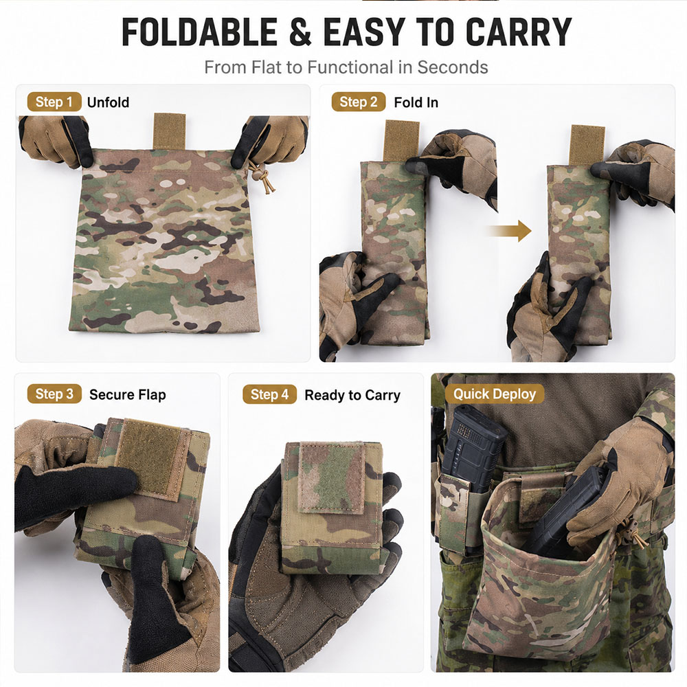 戦術的な MOLLE ダンプポーチ折りたたみ式マガジン回収バ - Outdoor Hunting Gear Storage のレビューと価格