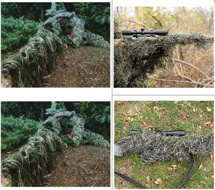 草タイプ狩猟ライフルラップロープ Ghillie スーツスタ - Ghillie Suit Woodland のレビューと価格