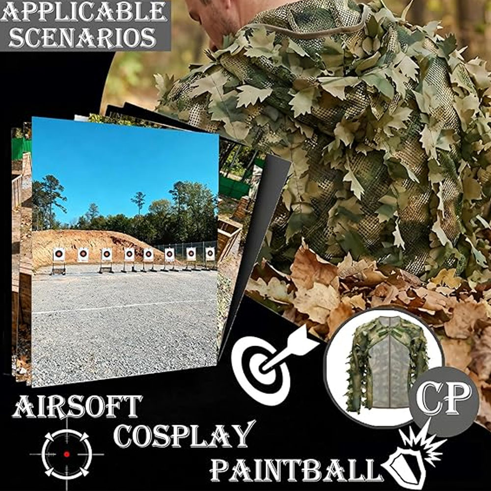 ケープスタイルギリースーツ迷彩リーフジャケットウッドランドカ - Ghillie Suit Woodland のレビューと価格