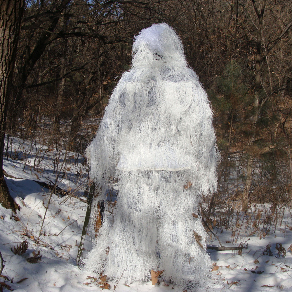 冬 3D ホワイトスノーギリースーツ狙撃戦術ウッドランド隠し - Ghillie Suit Woodland のレビューと価格