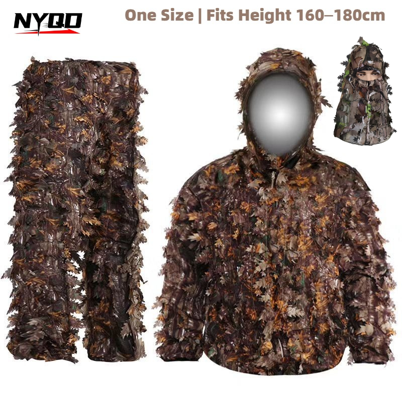 3Dリーフギリースーツ ハンティングカモフラージュ服 ウッド - Ghillie Suit Woodland のレビューと価格
