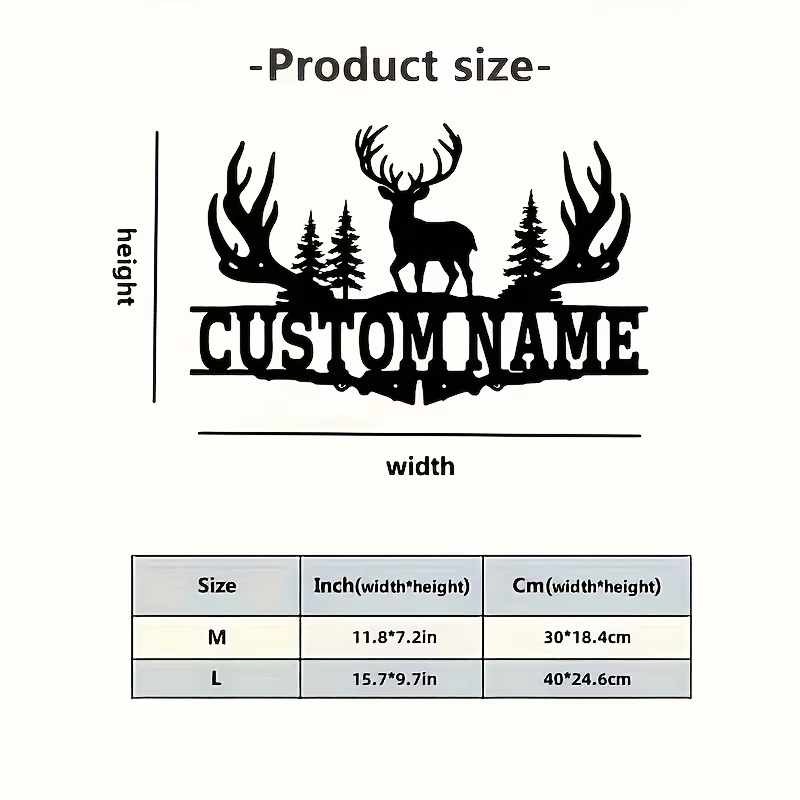 カスタマイズ可能な素朴な鹿の角の金属製ウォールアート |   - Outdoor Hunting Names のレビューと価格