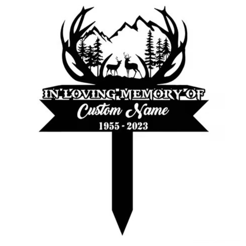 カスタム鹿狩り記念ステーク - 名前と日付を刻印、鹿のシルエ - Outdoor Hunting Names のレビューと価格